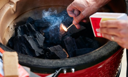 Grilling with chunk charcoal